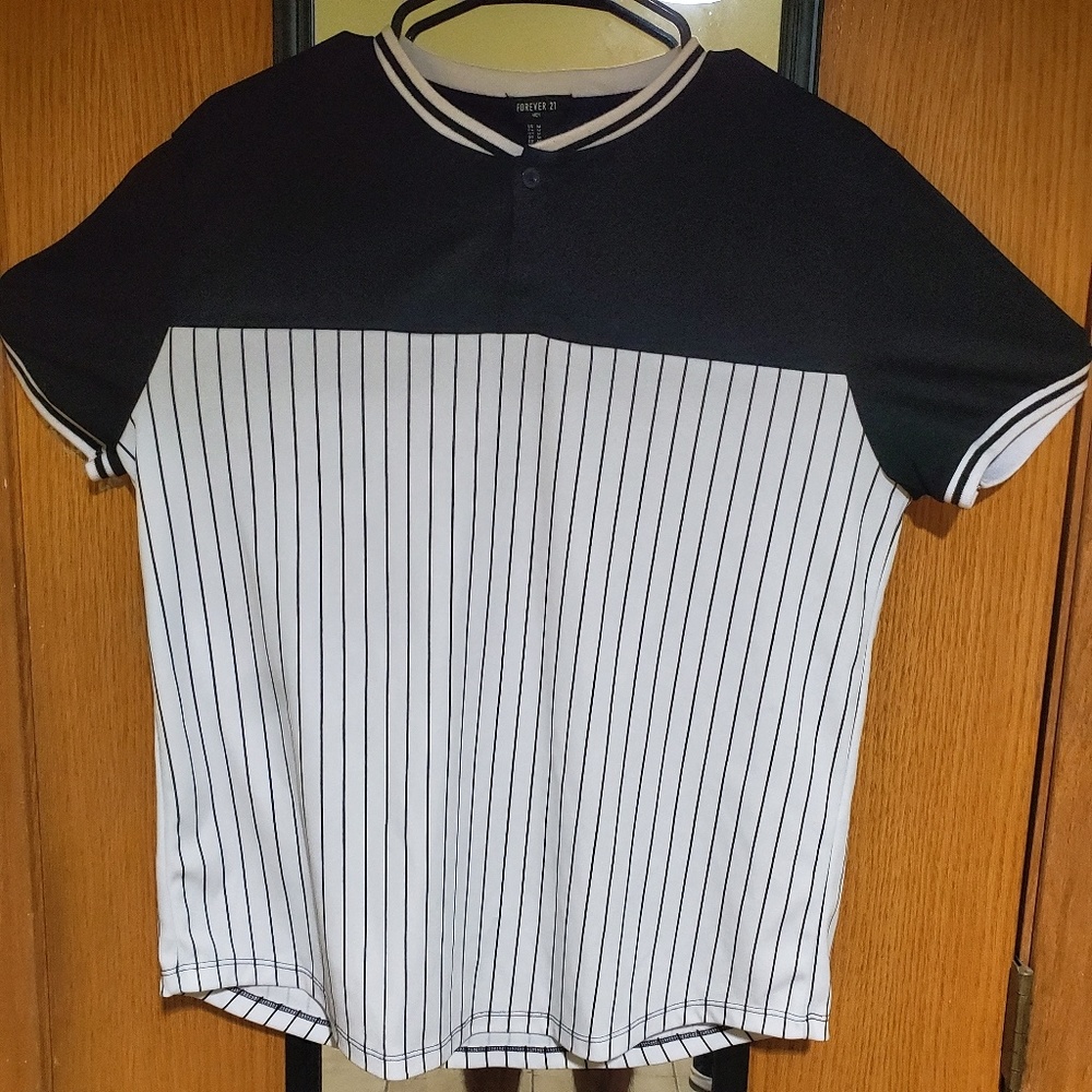 Forever 21 Vertical Black Stripes Jersey Shirt